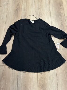 Style & Co. Black Scoop-Neck Knit Sweater with Ribbed Hem